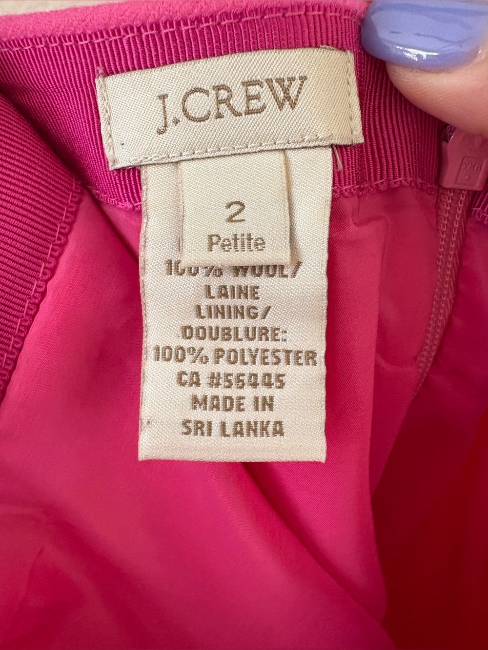 J. Crew No. 2 Double-serge Wool Pencil Skirt in Hot Pink - Size 2 (Petite) - Picture 3 of 3